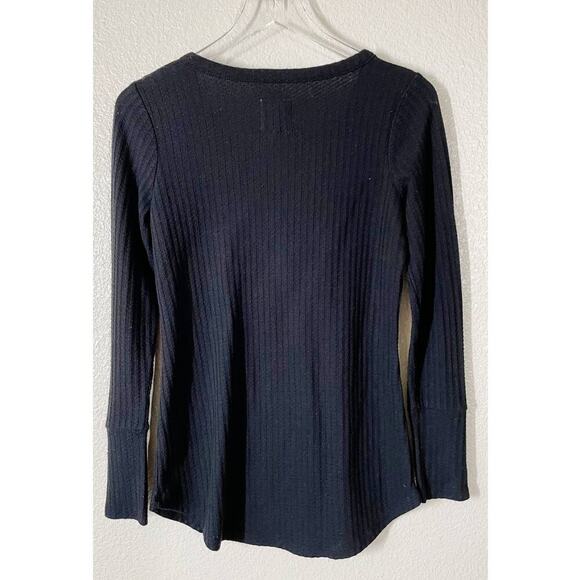 Chaser Black Long Sleeve Waffle Thermal Tunic Sweater Top Small - Picture 4 of 11